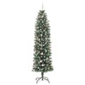 vidaXL Umelý chudý vianočný strom Zelená a biela 240 cm