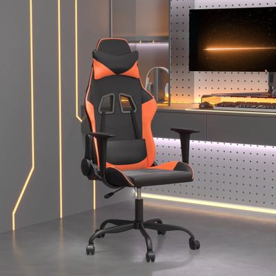 vidaXL Masážna herná stolička čierna a oranžová umelá koža