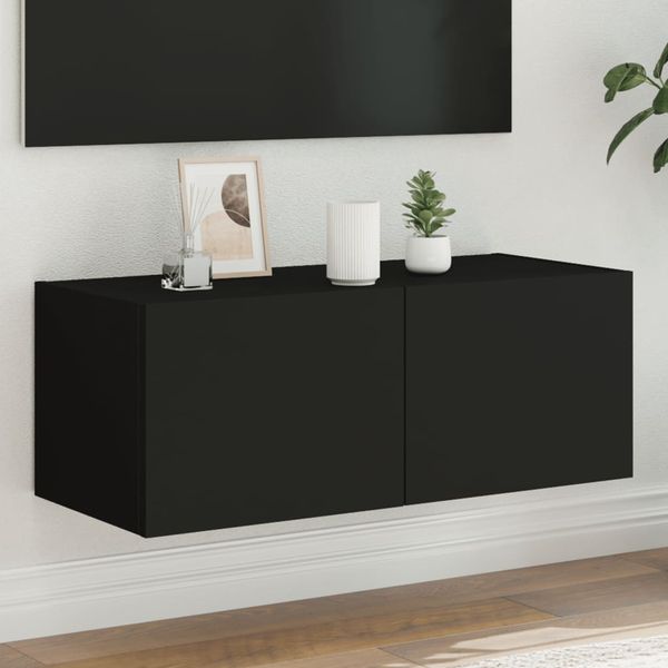 vidaXL TV nástenná skrinka s LED svetlami čierna 80x35x31 cm