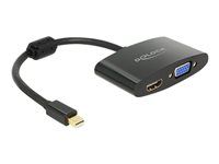 Video adaptér - DisplayPort (M) do HD-15 (VGA), HDMI (F) - 18 cm - čierna