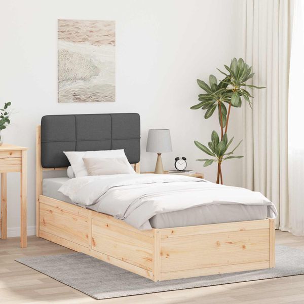 vidaXL Rám postele s čalúneným čelom Tmavo šedá 90 x 190 cm