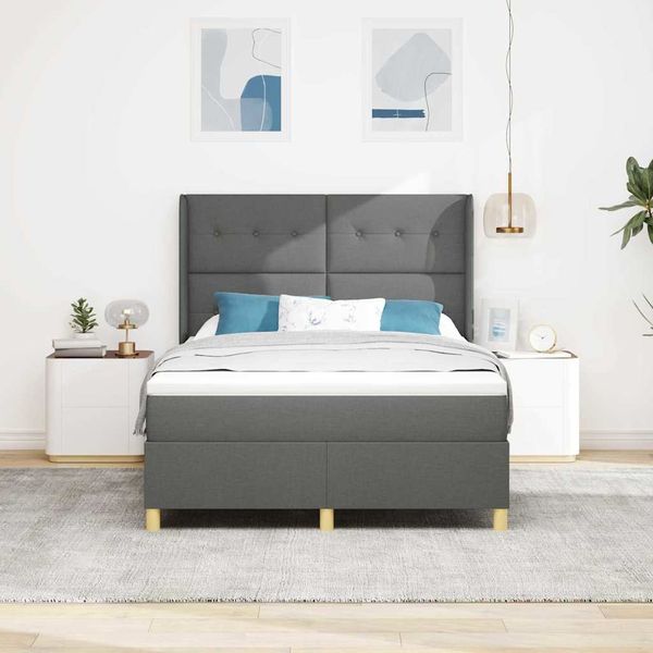vidaXL Posteľ s pružinovým rámom Tmavo šedá 160 x 200 cm látka