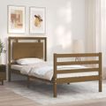 vidaXL Posteľný rám s čelom medovohnedý 90x200 cm masívne drevo
