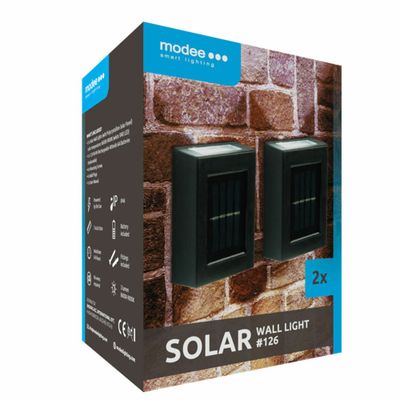 Modee Lighting nástenná solárna LED lampa 126 do exteriéru 2ks (ML-WS126)