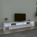 vidaXL TV skrinka s LED svetlami lesklá biela 215x36,5x40 cm