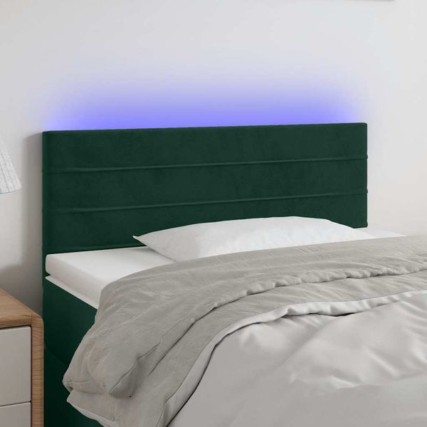 vidaXL Čelo postele s LED tmavozelené 90x5x78/88 cm zamat