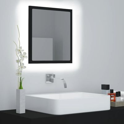 vidaXL Kúpeľňové zrkadlo s LED, čierne 40x8,5x37 cm, akryl