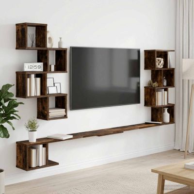 vidaXL Nástenná polica na TV Dymový dub 180 x 15 x 94 cm