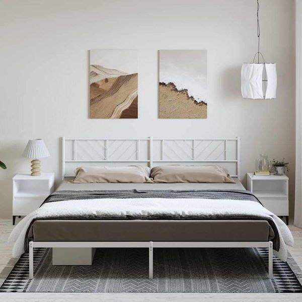 vidaXL Kovový rám postele s čelom biely 183x213 cm