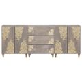 vidaXL Set kabinetov do kúpeľne 3 ks 180 x 33 x 75 cm Šedá a zlatá