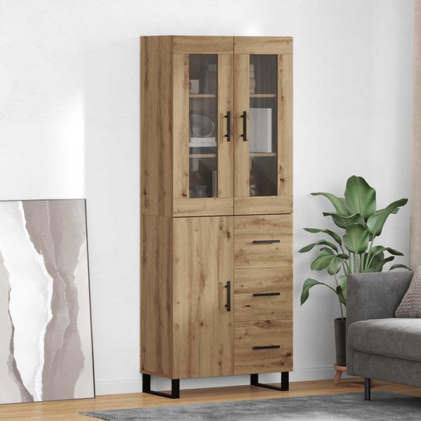 vidaXL Highboard so zásuvkou 2 pcs Remeselný dub Kompozitné drevo