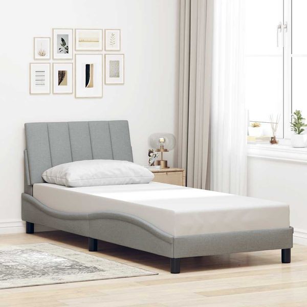 vidaXL Rám postele bez matraca Hanko bledosivý 90x200 cm látka