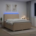 vidaXL LED boxspring posteľ s matracom Krémová 140 x 190 cm Látka