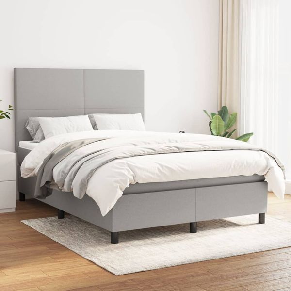 vidaXL Boxspring posteľ s matracom bledosivá 140x200 cm látka