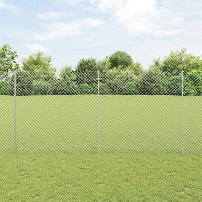 vidaXL Retiazkový plot s podperou 10 x 1,5 m Strieborná Sieťovina