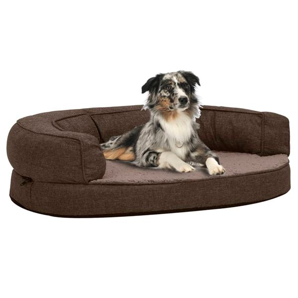 vidaXL Ergonomický matrac pre psa 90x64 cm ľanový vzhľad flís hnedý