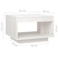 vidaXL Konferenčný stolík biely 50x50x33,5 cm masívne borovicové drevo
