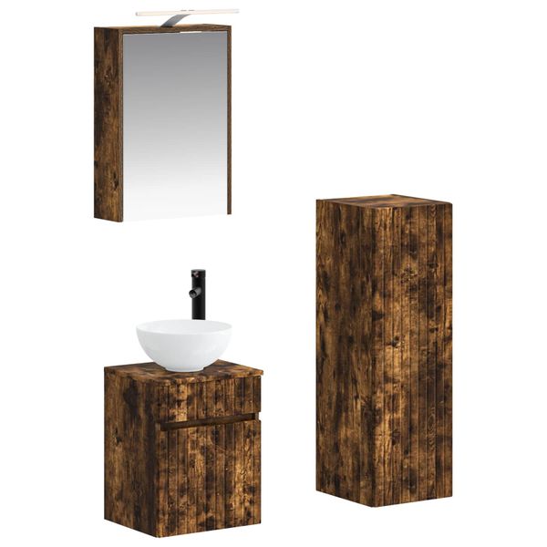 vidaXL Sada kúpeľňového nábytku 4 pcs Dymový dub