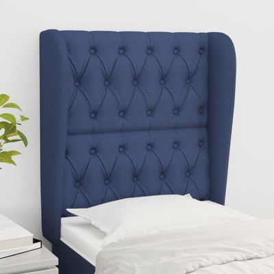 vidaXL Čelo postele so záhybmi modré 83x23x118/128 cm látka
