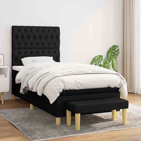 vidaXL Boxspring posteľ s matracom čierna 100x200 cm látka