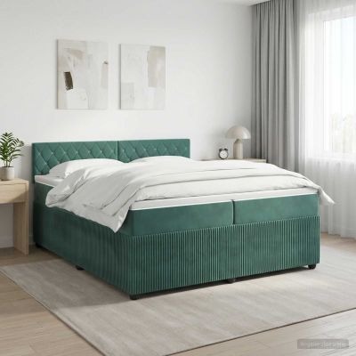 vidaXL Posteľ boxspring s matracom Tmavozelená 200 x 200 cm Zamat