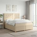 vidaXL Posteľ boxspring s matracom Krémová 180 x 200 cm Látka