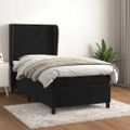 vidaXL Posteľný rám boxspring s matracom čierny 90x200 cm zamat