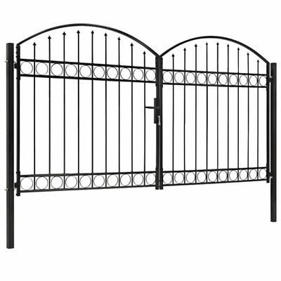 vidaXL Plotová brána ASSEN s dvojitými dverami a klenutým vrchom, oceľ 300x175 cm