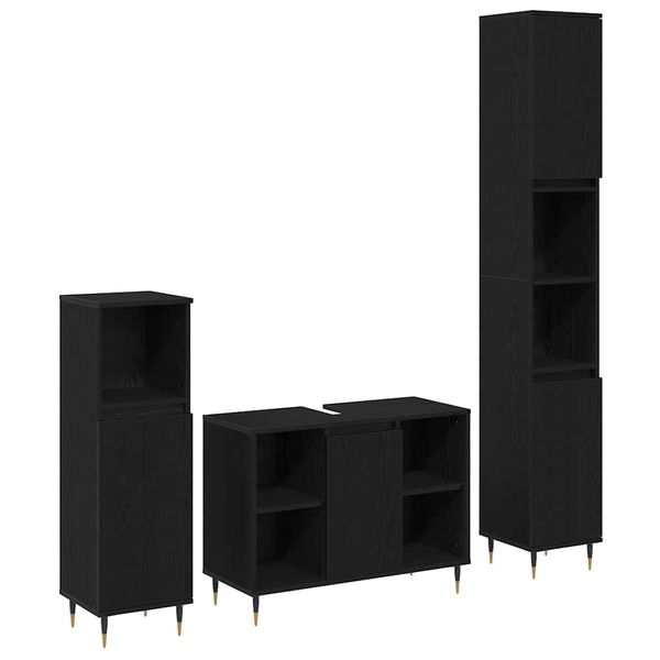 vidaXL Sada kúpeľňového nábytku 3 pcs Čierny dub Kompozitné drevo