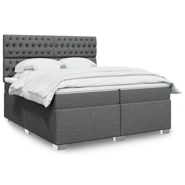 vidaXL Boxspring posteľ s matracom tmavosivá 200x200 cm látka