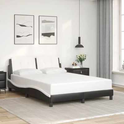 vidaXL Rám postele bez matraca Zadar čierno-biely 140x190 cm umelá koža