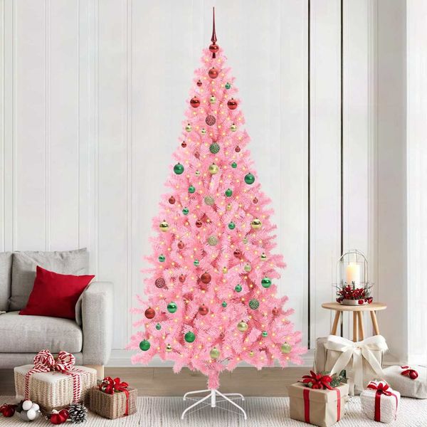 vidaXL Vianočný stromček Ružová 240 cm PVC