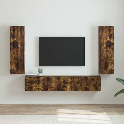 vidaXL TV nástenná skriňa Nástenný 2 pcs Dymová dub 30 x 31 x 100 cm