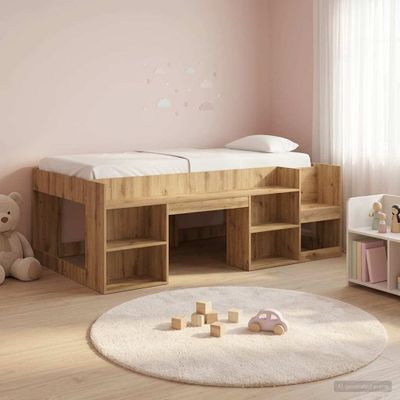 vidaXL Detská posteľová konštrukcia so skladovaním Dub artisan