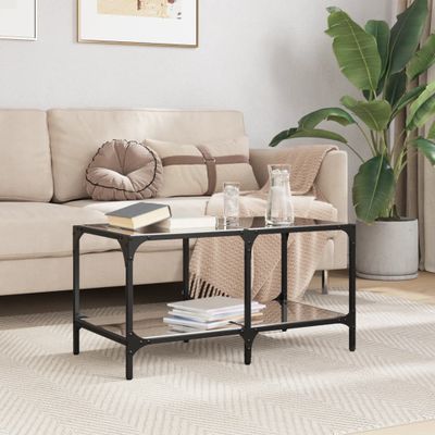 vidaXL Konferenčný stolík čierna sklenená doska 78,5x40x40 cm oceľ