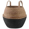vidaXL Kvetináč s uchami Čierna Ø 32 x 32 cm 100% Morská tráva