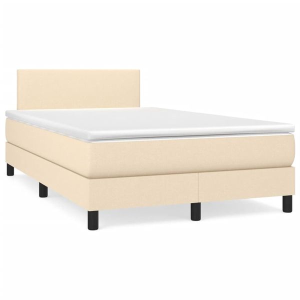 vidaXL Boxspring posteľ s matracom a LED krémová 120x190 cm látka