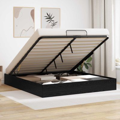 vidaXL Otomanový posteľný rám s úložiskom Čierny Dub 203 x 160 x 25 cm