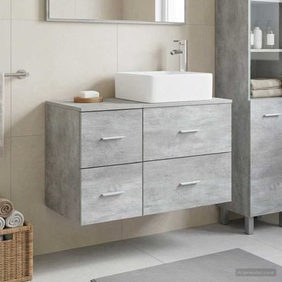 vidaXL Sada kúpeľňového nábytku 2 pcs Betónovo sivá Kompozitné drevo