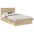vidaXL Úložná posteľ Sonoma dub 135 x 190 cm Kompozitné drevo