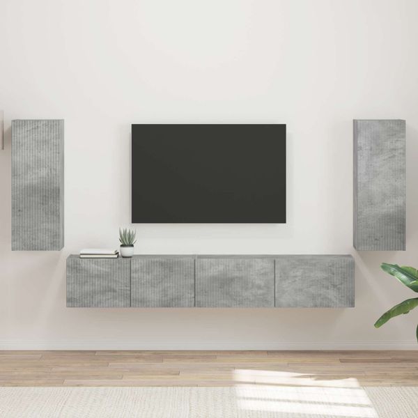 vidaXL Zostava TV skriniek 4 pcs Betónová šedá Kompozitné drevo