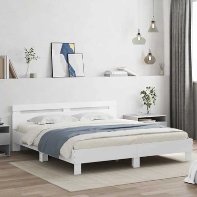 vidaXL Posteľný rám s čelom biely 180x200 cm kompozitné drevo