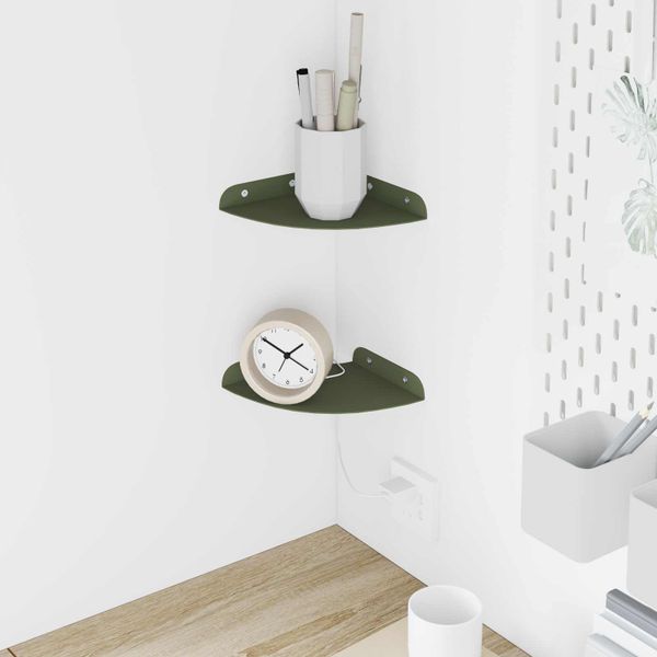 vidaXL Závesná polica s poličkou 2 pcs Olivová zelená 15 x 15 x 2 cm