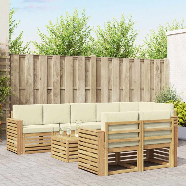 vidaXL Záhradná súprava gaučov 9 pcs Biela a krémová 59 x 59 x 37 cm