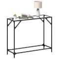 vidaXL Konzolový stolík priehľadná sklenená doska 98x35x81 cm oceľ