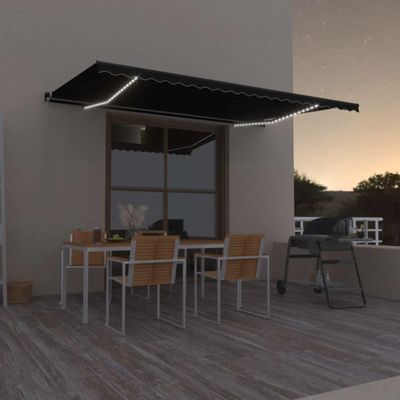 vidaXL Ručne zaťahovacia markíza s LED 500x350 cm antracitová