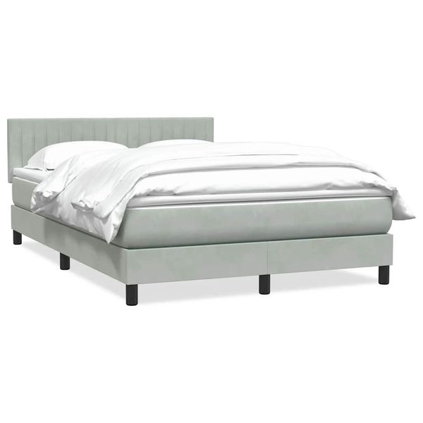 vidaXL Posteľný rám boxsping s matracom bledosivý 140x210 cm zamat