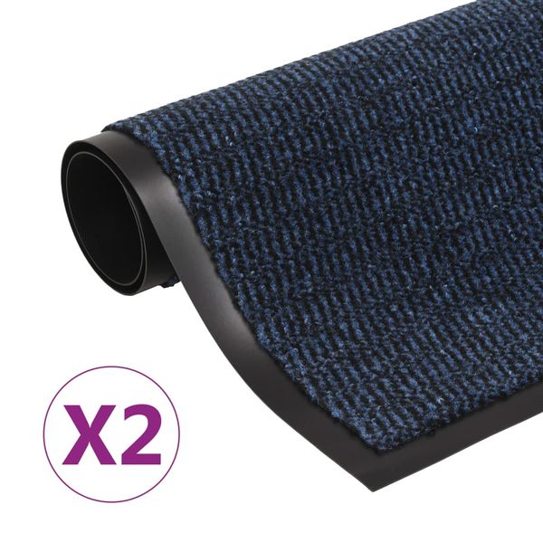 vidaXL Rohožky pred dvere 2 ks modré 90x150 cm obdĺžnikové všívané