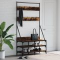 vidaXL Vešiak na šaty s botníkom dymový dub 100x40x184 cm