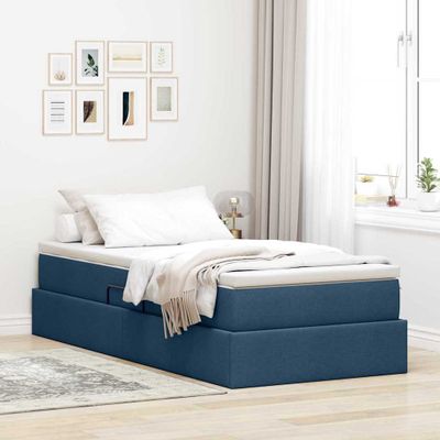 vidaXL Postel s úložným prostorem a matrací Modrá 100 x 200 cm